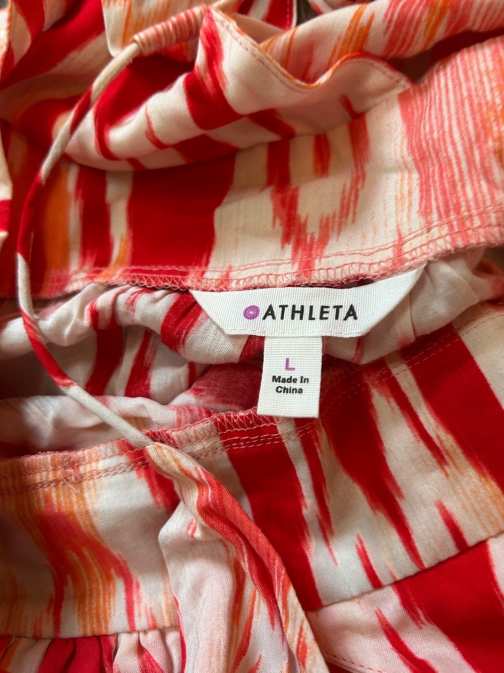 Athleta Faded Ikat Red & Pink Printed Halter Maxi Dress size large - Picture 4 of 7